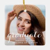Afstuderen Modern Eenvoudig Aangepast 2 Foto Afstu Keramisch Ornament (Voorkant)