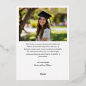 Afstuderen Modern Eenvoudig Elegant Foto Afstudere Folie Uitnodiging (Achterkant)