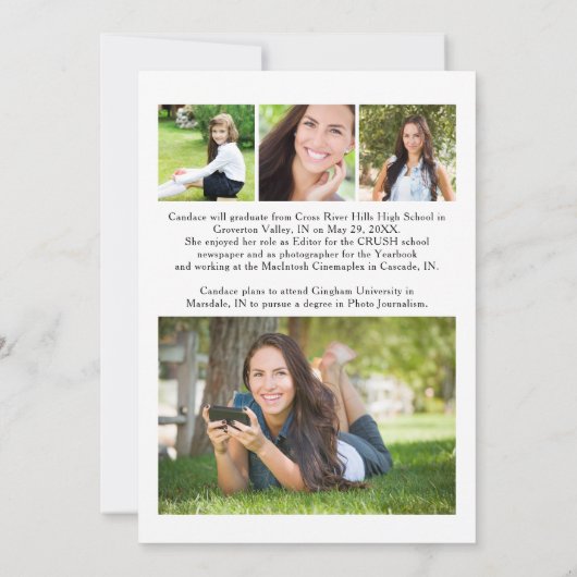 Afstuderen Modern, eenvoudig script 5 Foto Aankondiging (Achterkant)