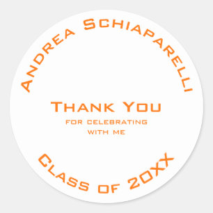 Afstuderen Modern Eenvoudig Sinaasappel Custom Dan Ronde Sticker