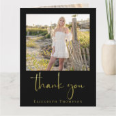 Afstuderen Modern Eenvoudige Kalligrafie Goud Dank Bedankkaart (Voorkant)