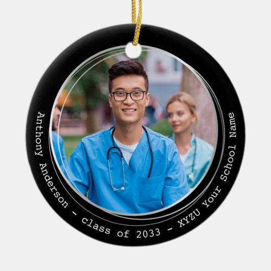 Afstuderen Modern Elegant Custom Photo Afstuderen Keramisch Ornament (Voorkant)