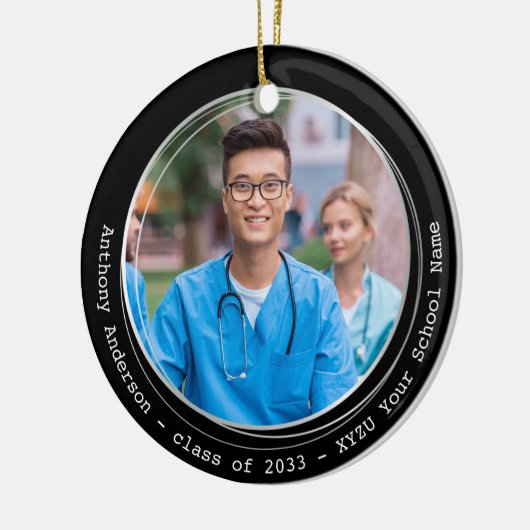 Afstuderen Modern Elegant Custom Photo Afstuderen Keramisch Ornament (Links)