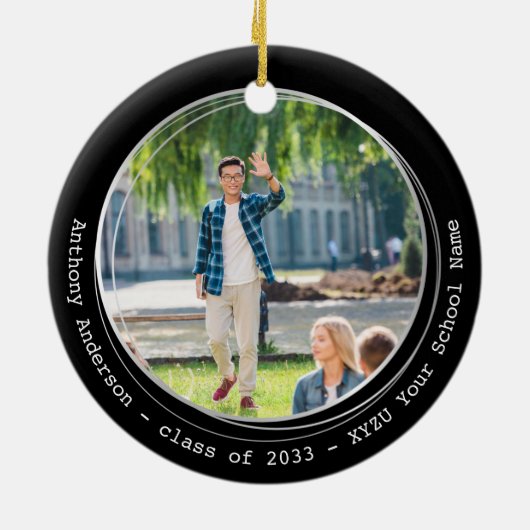 Afstuderen Modern Elegant Custom Photo Afstuderen Keramisch Ornament (Achterkant)