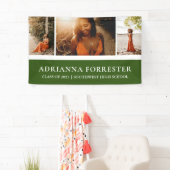 Afstuderen Modern Elegant Green | Drie foto's Spandoek (Insitu)