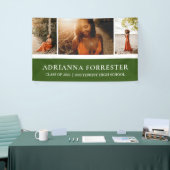 Afstuderen Modern Elegant Green | Drie foto's Spandoek (Beurs)