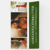 Afstuderen Modern Elegant Green | Drie foto's Spandoek (Verticaal)