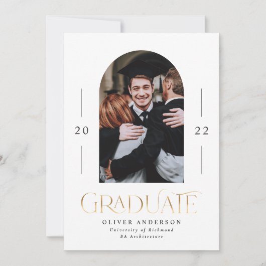 Afstuderen modern elegant groen goud 1 fotografie (Voorkant)