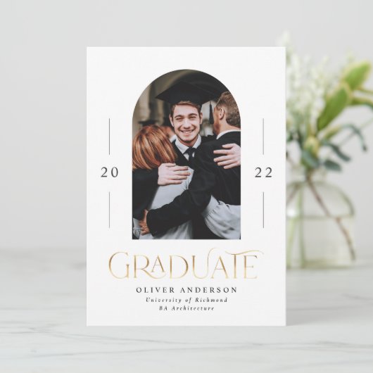 Afstuderen modern elegant groen goud 1 fotografie (Staand voorkant)