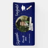 Afstuderen Modern Elegant marineblauw Gefeliciteer Spandoek (Verticaal)