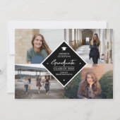 Afstuderen modern elegant script 4 foto collage a aankondiging (Voorkant)