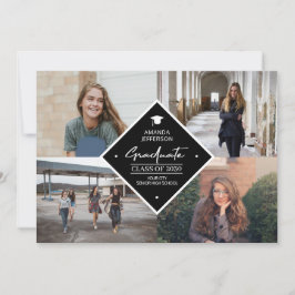 Afstuderen modern elegant script 4 foto collage a aankondiging