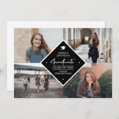 Afstuderen modern elegant script 4 foto collage a aankondiging (Voorkant / Achterkant)