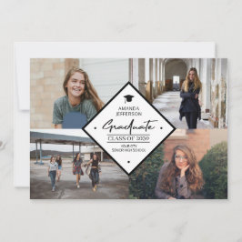 Afstuderen modern elegant script 4 foto collage a aankondiging