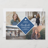 Afstuderen modern elegant script 4 foto collage a aankondiging (Voorkant)