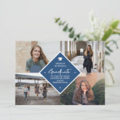 Afstuderen modern elegant script 4 foto collage a aankondiging (Staand voorkant)