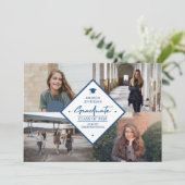 Afstuderen modern elegant script 4 fotocollage aankondiging (Staand voorkant)