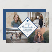 Afstuderen modern elegant script 4 fotocollage aankondiging (Voorkant / Achterkant)