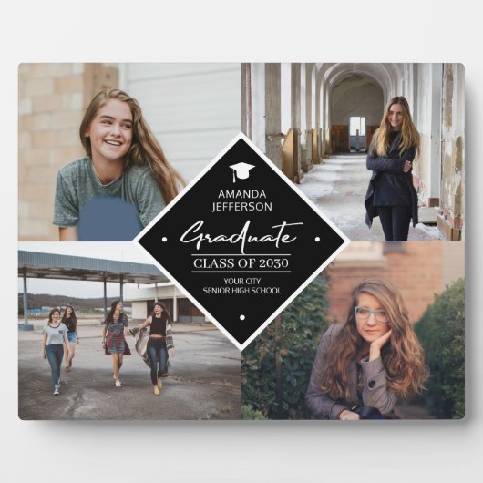 Afstuderen modern elegant script 4 fotocollage fotoplaat (Voorkant)