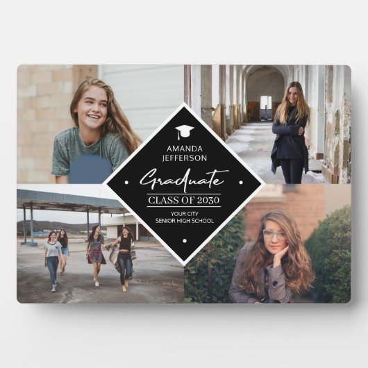 Afstuderen modern elegant script 4 fotocollage fotoplaat (voorkant)