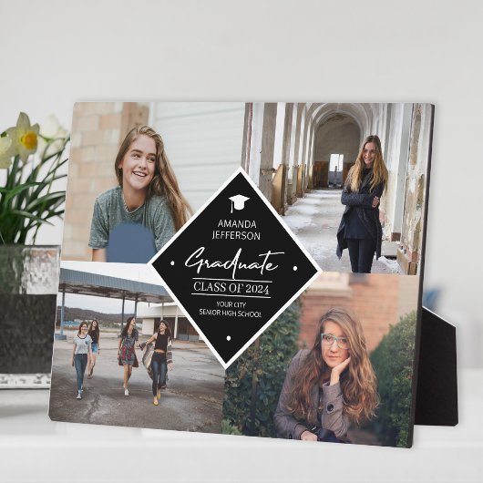 Afstuderen modern elegant script 4 fotocollage fotoplaat