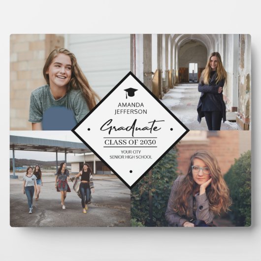 Afstuderen modern elegant script 4 fotocollage fotoplaat (Voorkant)