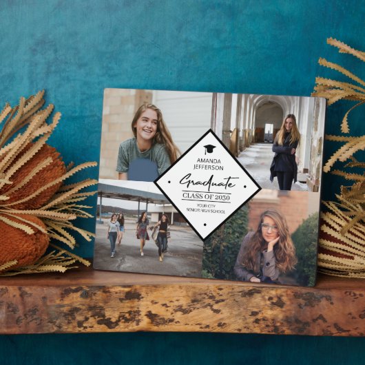 Afstuderen modern elegant script 4 fotocollage fotoplaat (Zijkant)