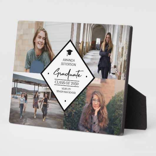 Afstuderen modern elegant script 4 fotocollage fotoplaat (Zijkant)