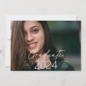 Afstuderen Modern Elegant Script foto Kaart (Voorkant)