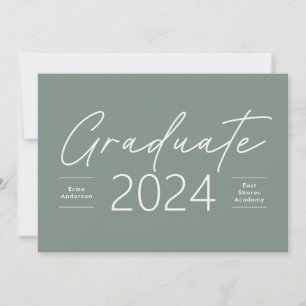 Afstuderen Modern Elegant Script Sage Green Kaart