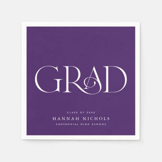 Afstuderen Modern Elegant Type Paars Napkins Servet (Voorkant)