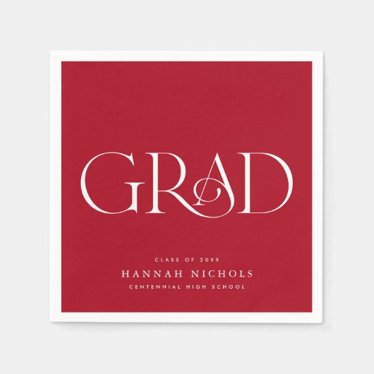 Afstuderen Modern Elegant Type Red Napkins Servet (Voorkant)