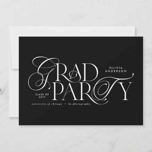 Afstuderen Modern Elegant Typografie Zwart & Wit Kaart (Voorkant)
