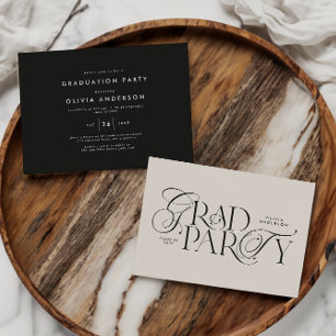 Afstuderen Modern Elegant Typografie Zwart & Wit Kaart