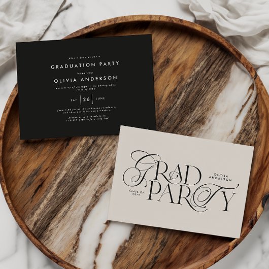 Afstuderen Modern Elegant Typografie Zwart & Wit Kaart
