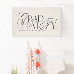 Afstuderen Modern Elegant Typografie Zwart & Wit Spandoek