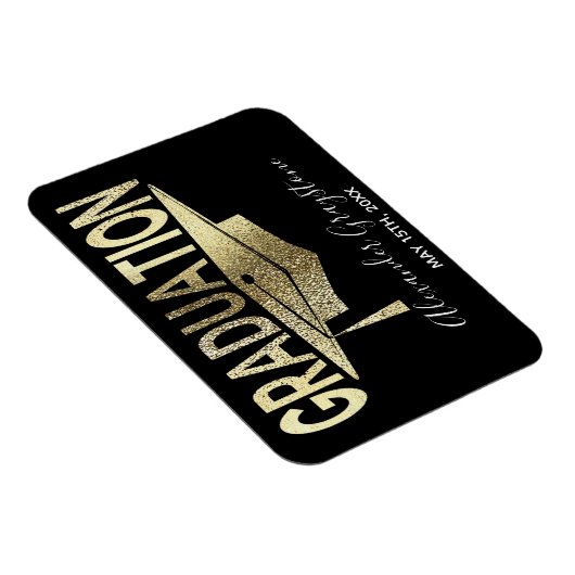 Afstuderen Modern Faux Gold Save the Date Magneet (Rechterzijde)