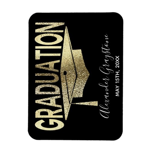 Afstuderen Modern Faux Gold Save the Date Magneet (Verticaal)