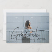 Afstuderen modern fotoscript elegant kaart (Voorkant)