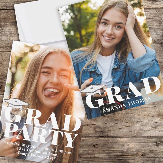 Afstuderen Modern Fotosjabloon Vet Typografie Kaart