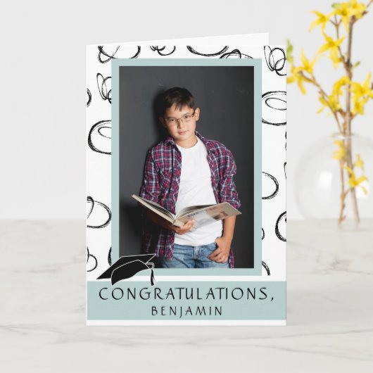 Afstuderen Modern Gefeliciteerd Foto Kaart (Gele Bloem)