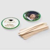 Afstuderen Modern Groen en Goud Afstuderen Foto Handwaaier (Niet-gemonteerd)