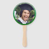 Afstuderen Modern Groen en Goud Afstuderen Foto Handwaaier (Achterkant)