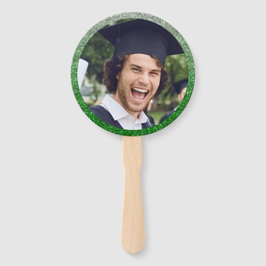 Afstuderen Modern Groen en Goud Afstuderen Foto Handwaaier (Achterkant)