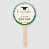 Afstuderen Modern Groen en Goud Afstuderen Foto Handwaaier (Voorkant)