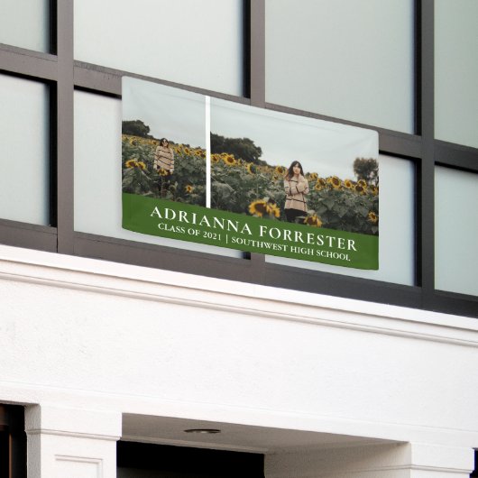 Afstuderen Modern Groen | Twee fotobanner Spandoek (Buitenkant Gebouw)