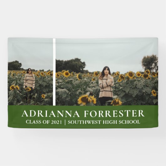 Afstuderen Modern Groen | Twee fotobanner Spandoek (Horizontaal)