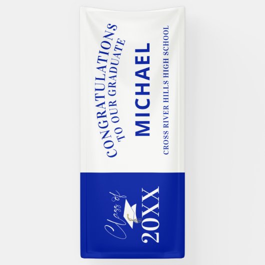 Afstuderen Modern Minimal CLASS OF Royal Blue Spandoek (Verticaal)