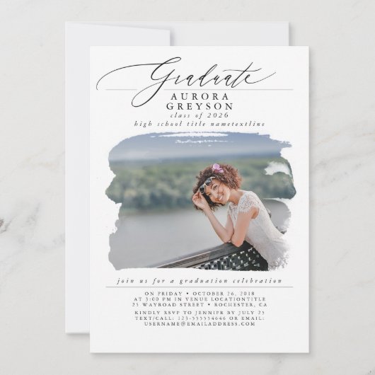 Afstuderen Modern Minimal Fotouitnodiging Kaart (Voorkant)