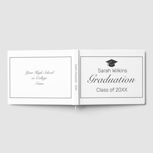 Afstuderen Modern Minimal White Black Gastenboek (Volledig)